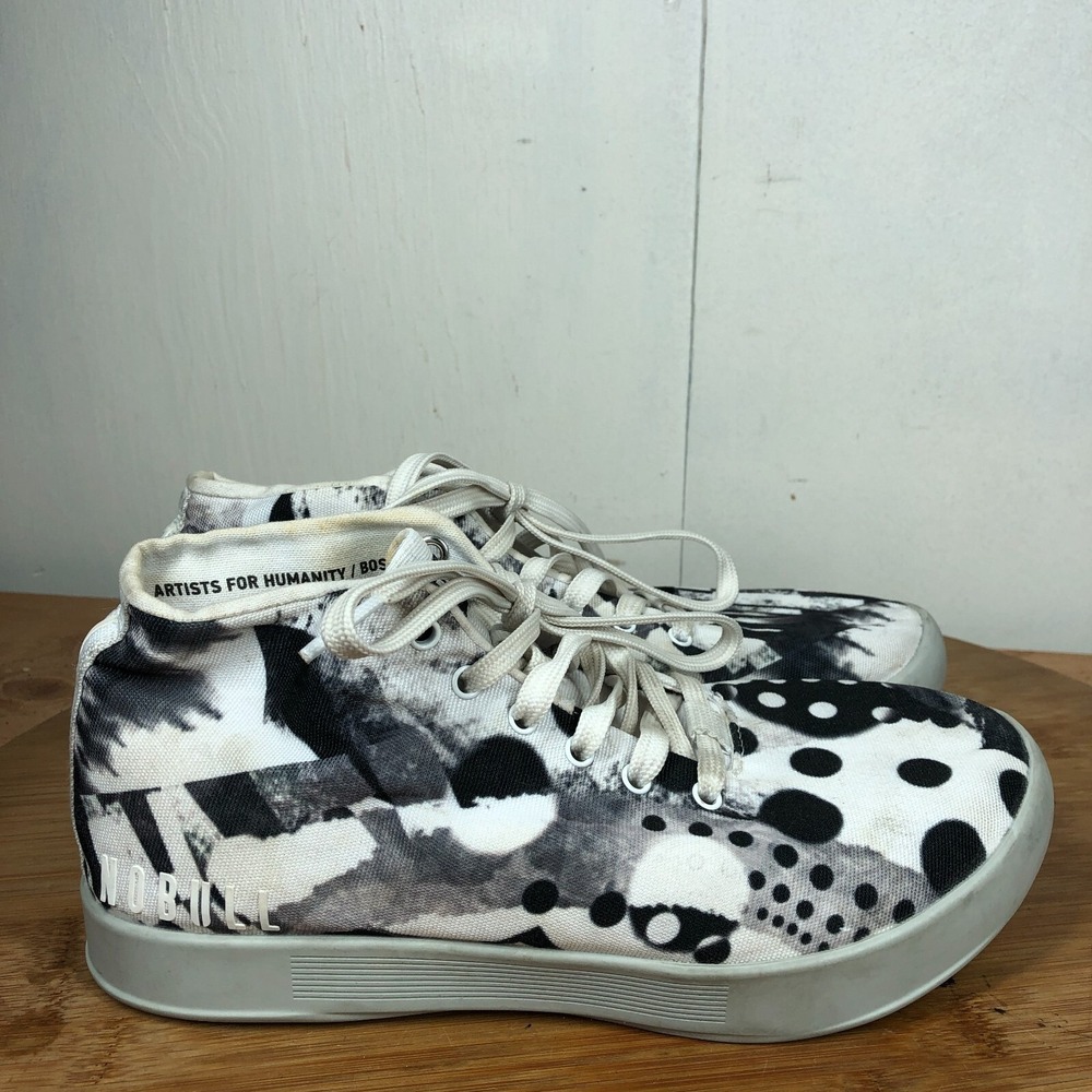 nobull womens size 7.5 shoes black white artists for humanity lifting sneakers